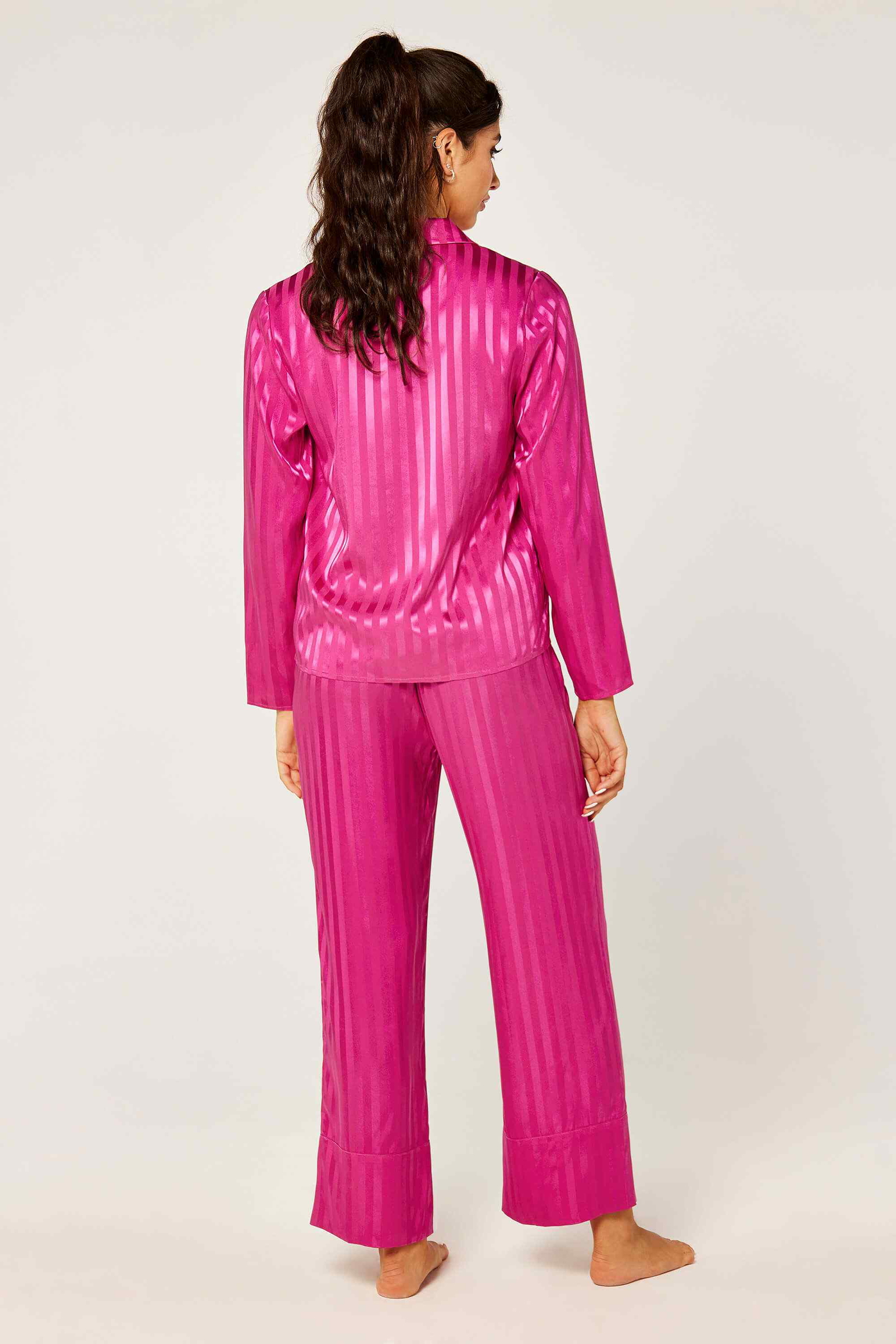 Bloomingwear - Stripe Buttoned Long Pajama Set - Elevate your style with Our Exquisite Design