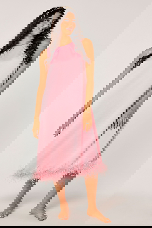 فستان ميدي مزين بالريش product image