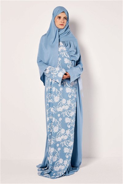  شرشف صلاة مفتوح من الجانب مطبوع من الامام مع حجاب مطابق product image