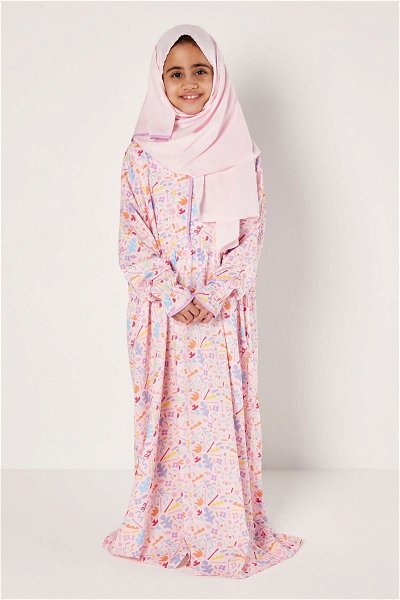 Girl's Zipper Prayer Dress with Matching Veil and Elastic Sleeves product image